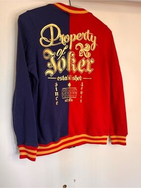 Harley Quinn Jersey Bomber Jacket - Red & Navy